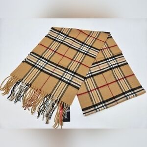 Cashmink V. Fraas TAN PLAID Fringe Winter Scarf Wrap Acrylic Germany Unisex